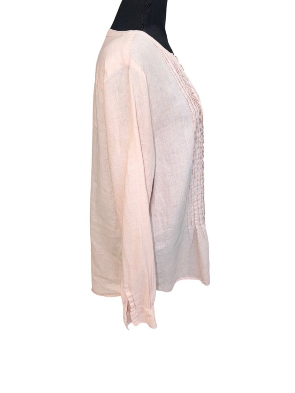 Sundance Pale Pink 100% Linen Lagenlook Coastal Money Pintuck Blouse Womens L - Picture 4 of 11